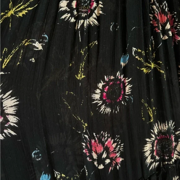 Intimately Free People Garden Party Maxi Dress XS Black Floral Smocked - Picture 4 of 6